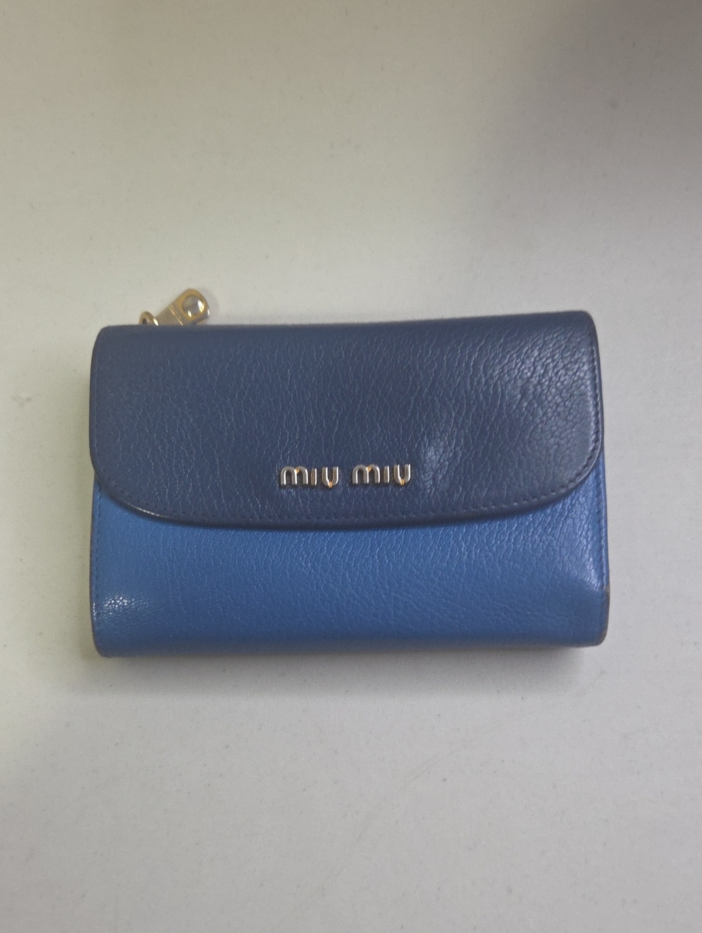Miu Miu Two-Tone Navy and Royal Blue Leather Wallet